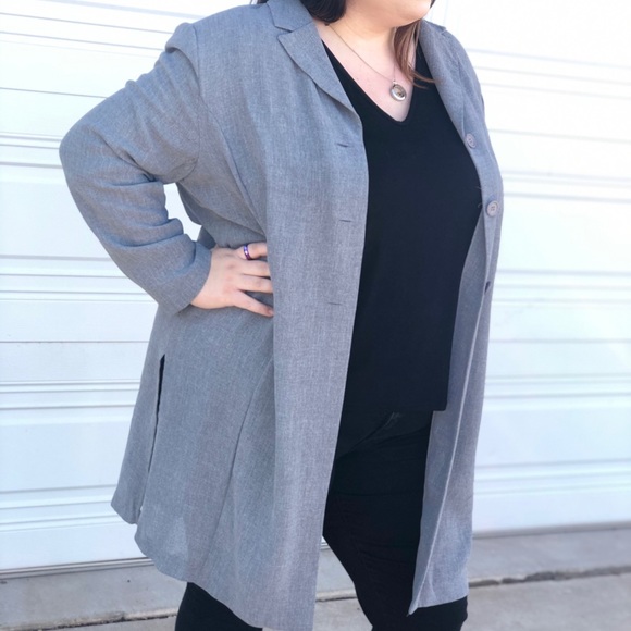 Grey Long Blazer - Picture 2 of 2